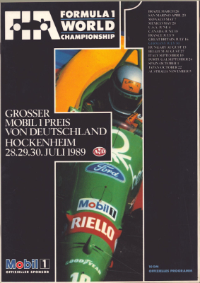 Programm Hockenheimring F 1 28.-30.7.1989