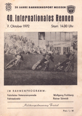 Programm Meissner Bahnsport Rennen 7.10.1972
