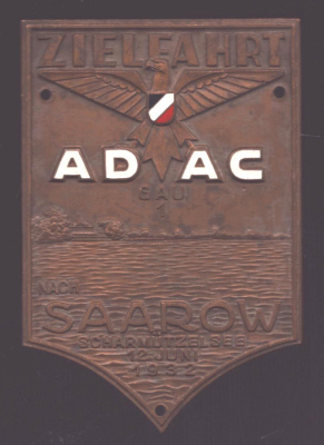 Plakette ADAC Gau I Zielfahrt nach Saarow / Scharmützelsee 12.6.1932