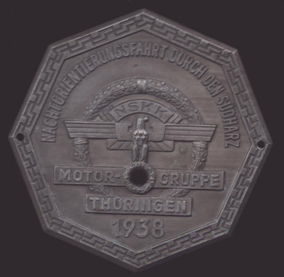 Plakette NSKK Nachtorientierungsfahrt Südharz 1938