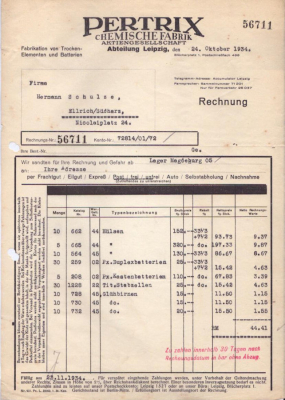 Petrix Chemische Fabrik Abt. Leipzig Rechnung 1934 / 1935