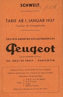 Peugeot Schweizer Preisliste 1.1937