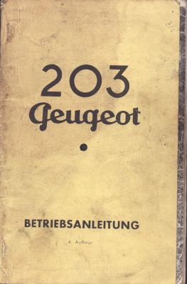 Peugeot 203 Bedienungsanleitung 12.1954