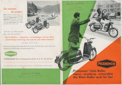 Phänomen Solo Roller Prospekt 1950er Jahre
