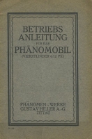 Phänomen Phänomobil Typ V 6/12 PS Bedienungsanleitung 1925