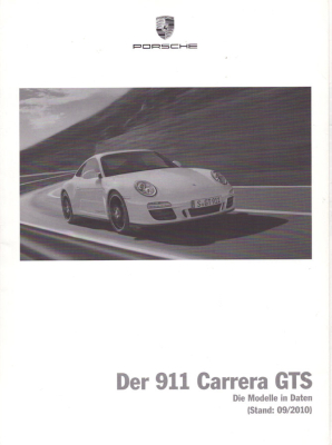 Porsche 911 Carrera GTS Typ 997.2 Daten-Prospekt 9.2010