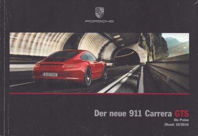 Porsche 911 Carrera GTS Typ 991 Preisliste 10.2014
