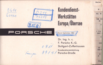 Preview: Porsche Kundendienst Werkstätten in Europa / Übersee 9.1961
