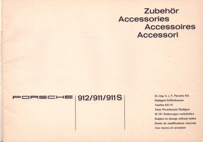 Preview: Porsche 911 / 911 S / 912 Zubehör-Katalog 11.1966