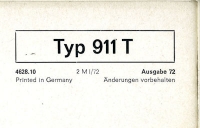 Preview: Porsche 911 T Bedienungsanleitung 1.1972