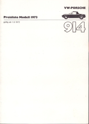 Porsche 914 Preisliste 8.1972