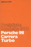 Porsche 911 Carrera Turbo Preisliste 9.1975