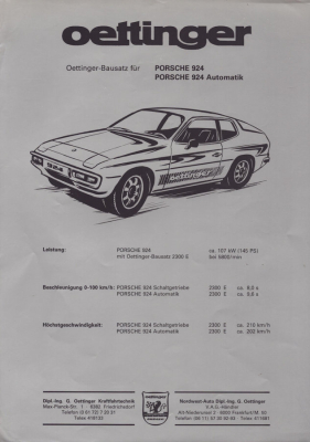 Porsche 924 Oettinger Prospekt ca. 1978