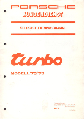 Posche 930 Turbo Kundendienst Selbststudienprogramm Modell 1975/76