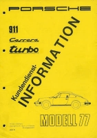 Porsche 911 Carrera / Turbo Kundendienst Information Modell 1977