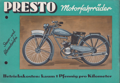 Presto Modelle 208, 209 und 210 Sport Prospekt ca. 1936