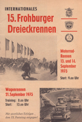 Programm 15. Froburger Dreieckrennen 1975