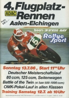 Program 4. Flugplatzrennen Aalen-Elchingen 12./13.7.1986