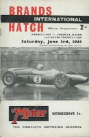 Program Brands Hatch International F 1 Motor Racing 3.6.1961