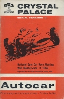 Program Crystal Palace National Open Car Race Meeting 11.6.1962