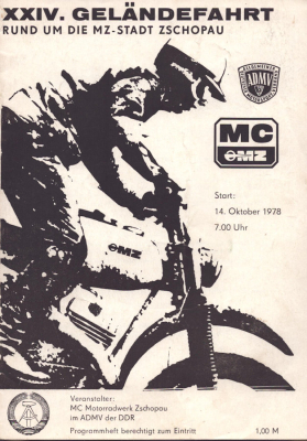 Programm 24. Int. Geländefahrt Rund um Zschopau 14.10.1978