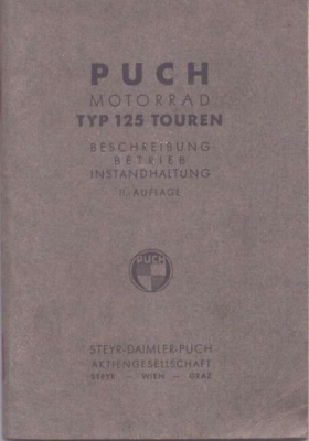 Puch Typ 125 Touren Bedienungsanleitung 8.1948