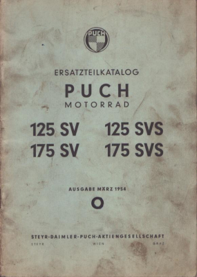 Puch Typ 125 SV SVS / 175 SV SVS Ersatzteilliste 3.1954
