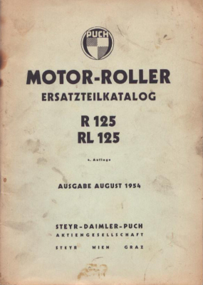 Puch Motor-Roller R / RL 125 Ersatzteilliste 8.1954