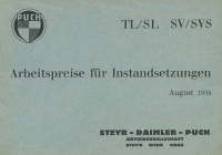 Puch TL/SL SV/SVS labor prices for repairs 8.1956