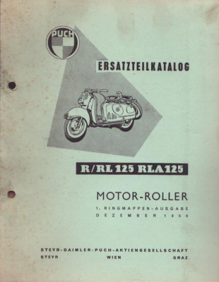 Preview: Puch R / RL 125 Ersatzteilliste 1958
