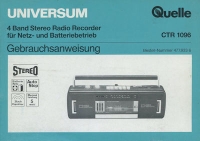Universum Radio Recorder CTR 1096 Bedienungsanleitung 1989