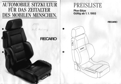 Recaro Sitze Prospekt 1993