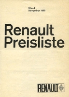 Renault pricelist Nov. 1965