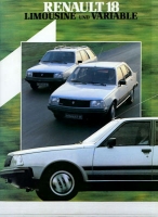 Renault 18 Limousine / 18 Variable brochure ca. 1982