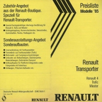 Renault 4 + Transporter pricelist 1.1985