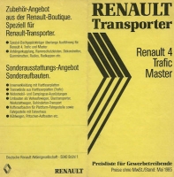 Renault 4 / Transporter pricelist 5.1985