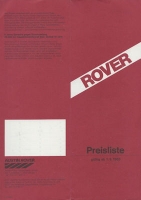 Rover 2600, Vanden Plas + Vitesse pricelist 9.1983