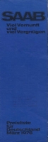 Saab Preisliste 3.1976
