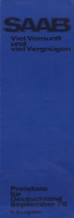 Saab Preisliste 9.1976