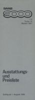 Saab 9000 i 16 / Turbo 16 Preisliste 8.1986