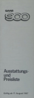 Saab 900 Preisliste 8.1987