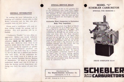 Schebler Vergaser Modell U 1 Ersatzteilliste 12.1927