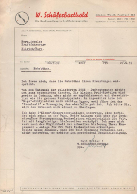 W. Schäferbarthold Minden Schreiben 1933 / 1940