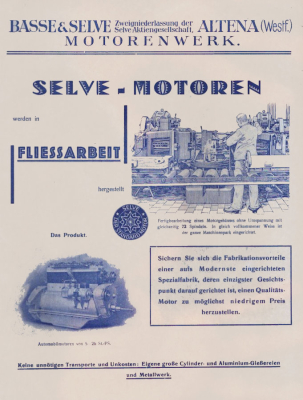 Basse & Selve Motoren Prospekt 1920/30er Jahre