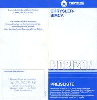 Simca Horizon pricelist 2.1978