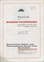 Simson Preisliste 2.1934