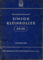 Simson Kleinroller KR 50 Bedienungsanleitung 1963