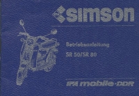 Simson Roller SR 50 / 80 Bedienungsanleitung 1986