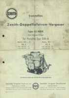 Zenith Vergaser Type 32 NDIX Ersatzteilliste ca. 1960