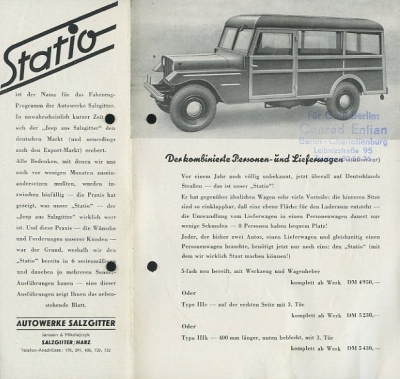 Preview: Statio Jeep / Salzgitter 4 Prospekte ca. 1950